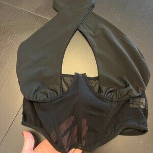 sexy cross front bustier crop top